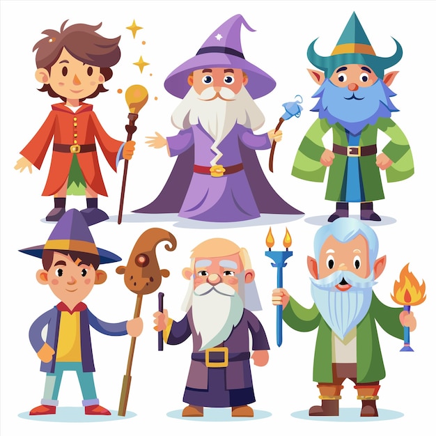 Vector a cartoon picture of a wizard and a wizard