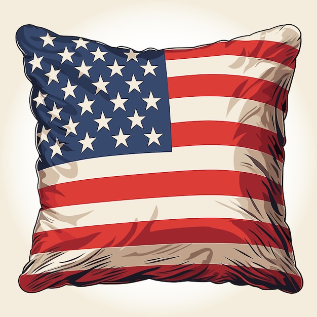 Cartoon Pillow and Flag of USA as Symbol National Hotel Vector illustration