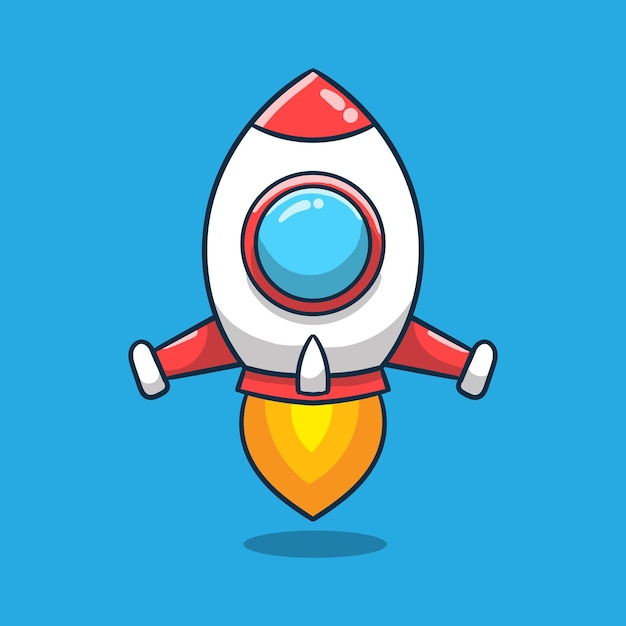 cartoon rocket on blue background