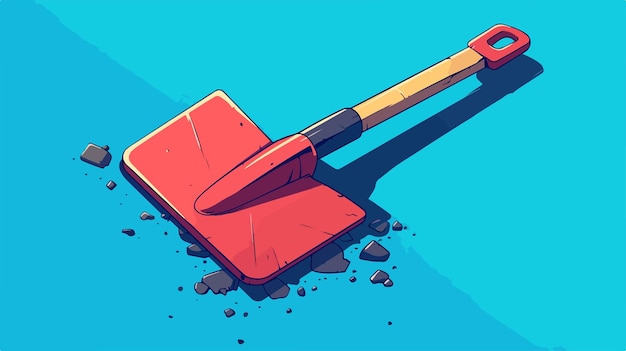 Vector a cartoon of a shovel with a red cover