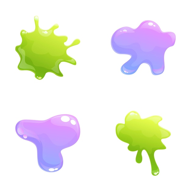 Vector cartoon slime icons set cartoon vector colorful dripping slime stain