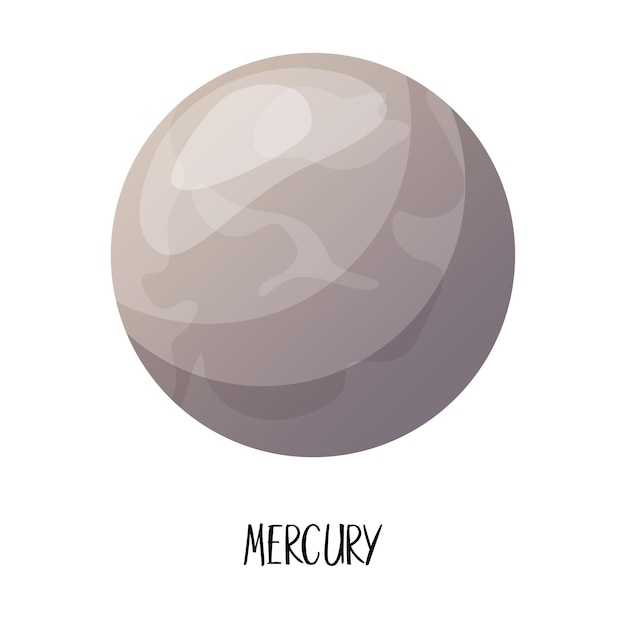 Vector cartoon solar system planets mercury vector illustration for kids astronomy galaxy space