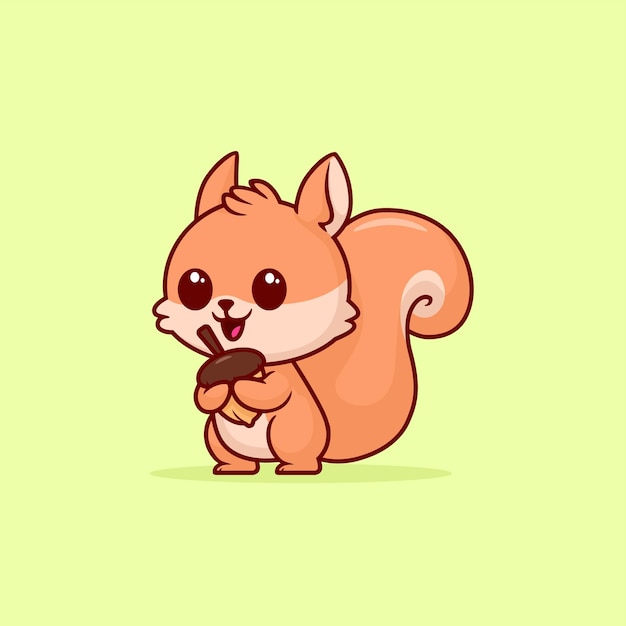 Vector a cartoon of a squirrel hugs its nut