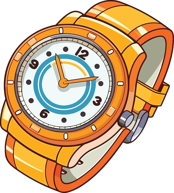 Vector cartoon style classic mens wrist watch vector illustration