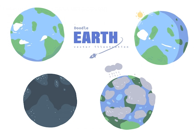 cartoon style earth doodle. earth 