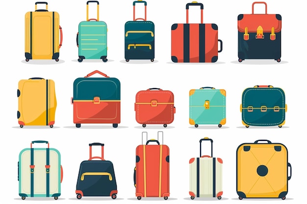 Vector cartoon style luggage and travel items