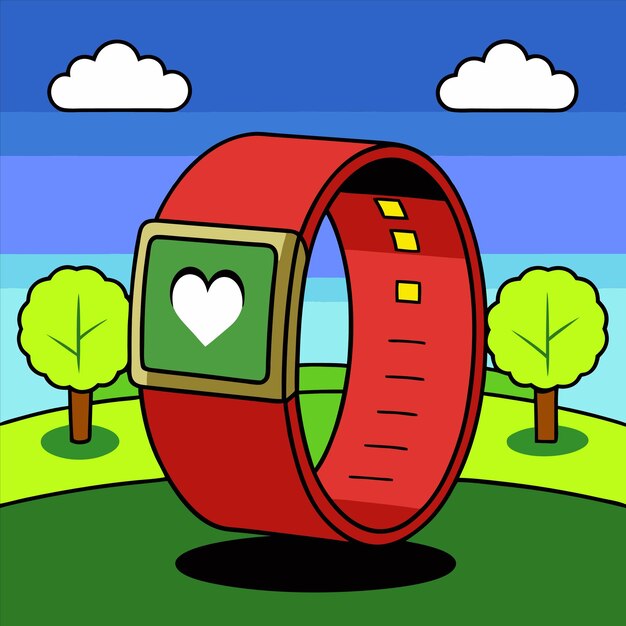 Vector a cartoon of a watch with a heart on the front