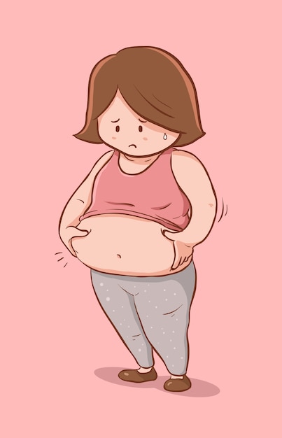 Cartoon Of Woman feeling fat