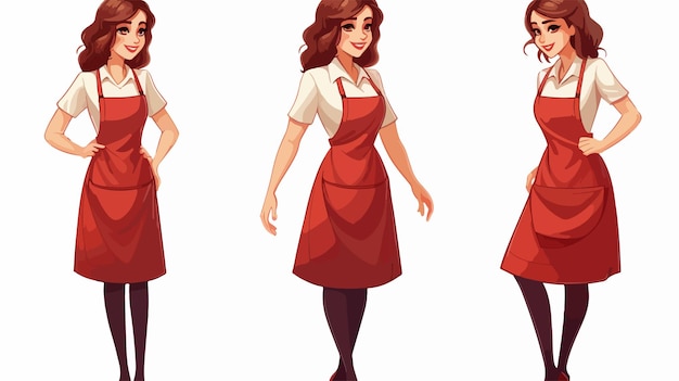 Vector cartoon woman in kitchen apron vector illustration