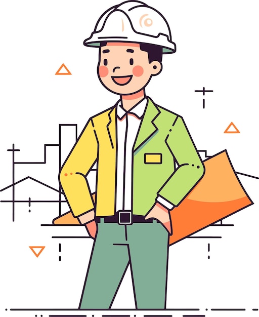 Vector a cartoon of a worker with his hands on his hips