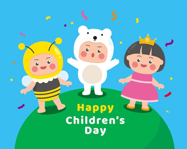 Cartoon world childrens day illustration Premium Vector