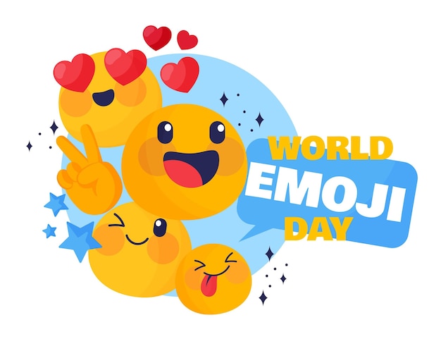 Vector cartoon world emoji day illustration