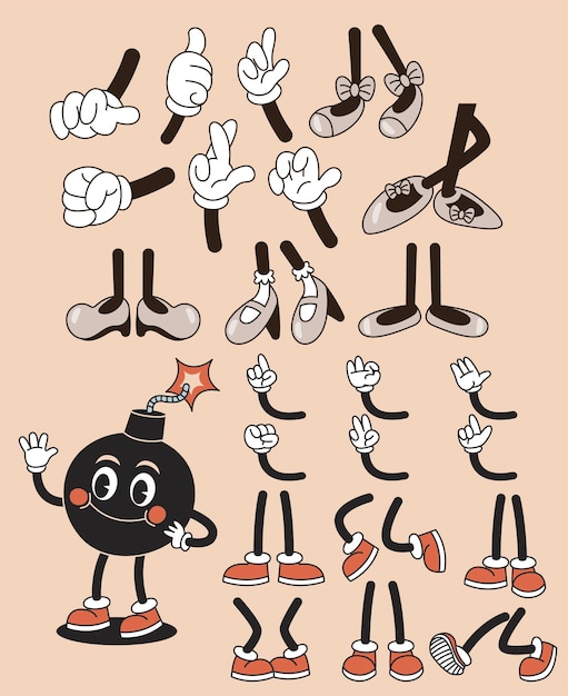 Vector cartoonhands feet 3_750x500px_template