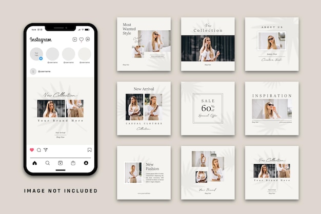 Vector casual fashion social media instagram post template