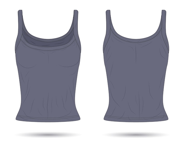 Vector casual womens tank top template front and back view