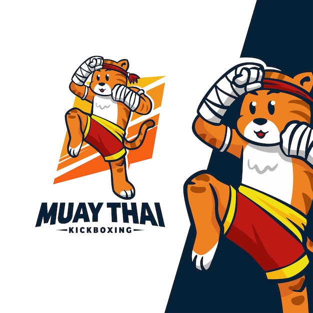 Cat fighter character mascot cartoon logo