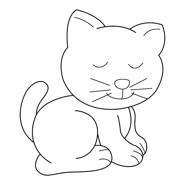 Cat outline vector cartoon design on white background