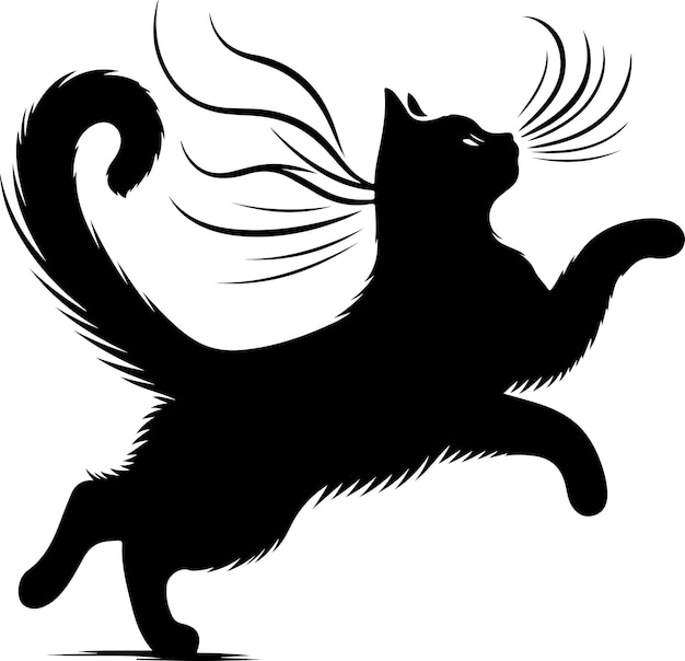 Vector cat whiskers running silhouette vector images