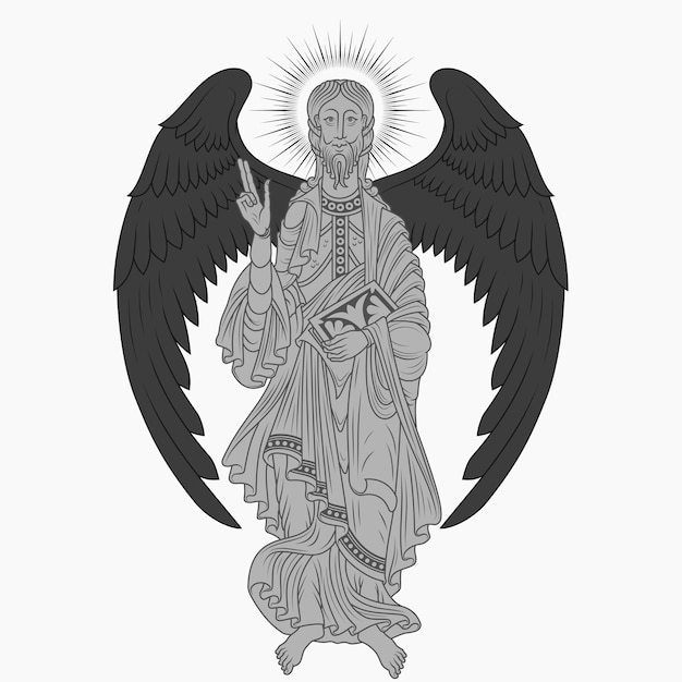 Vector catholic angel holding a bible