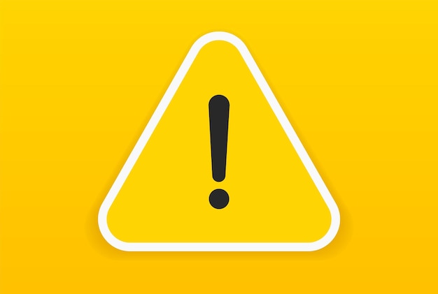 Caution icon, exclamation mark, warning signs. Attention triangle symbol. Warning alert error.