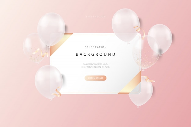 celebration background with soft colored realistic balloons