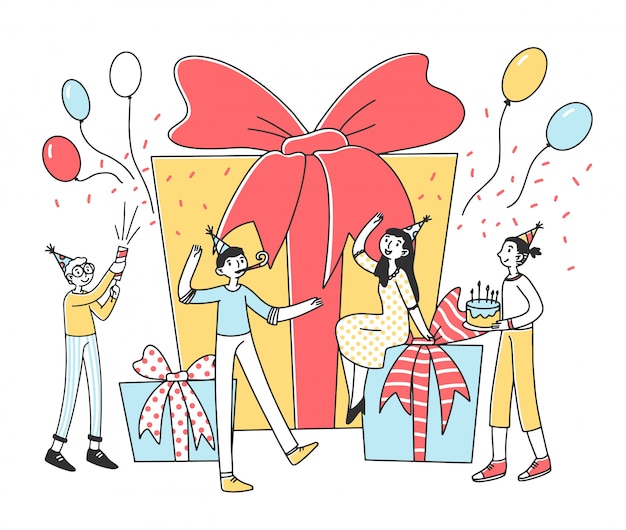 Celebration with happy friends illustration