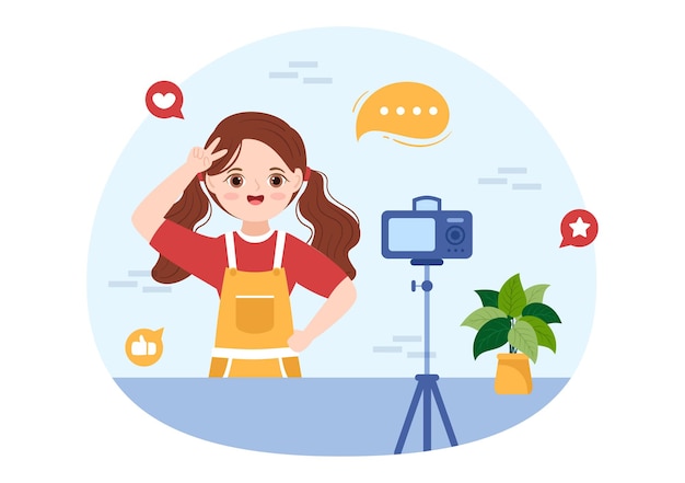 Vector celebrity influencer with post on internet for advertising marketing or endorse in flat illustration