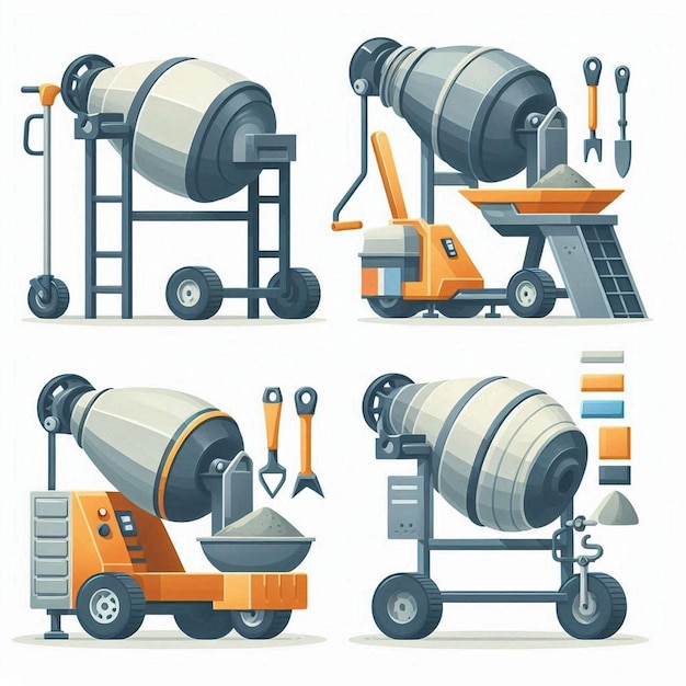 Vector cement mixer vector illustration