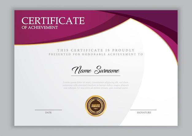 Certificate template with gold element 