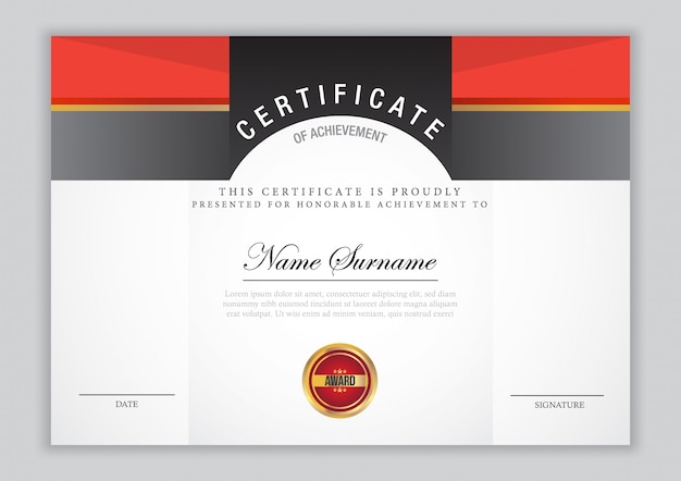 Certificate template with gold element 