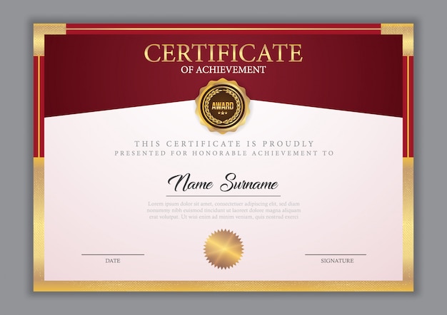 Certificate template with gold element 