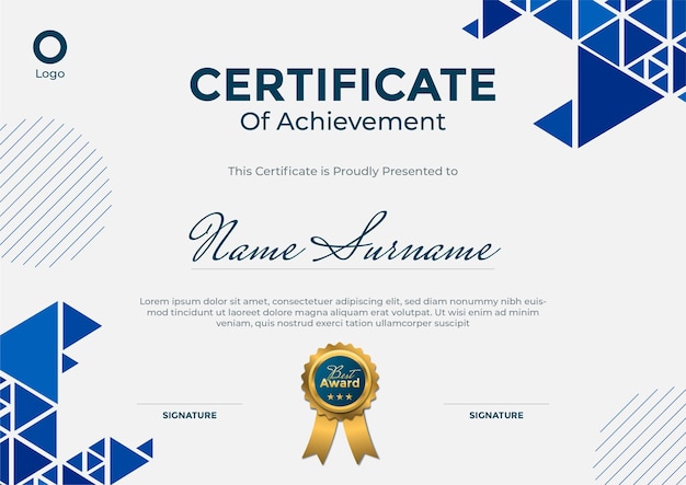 Vector certificate template