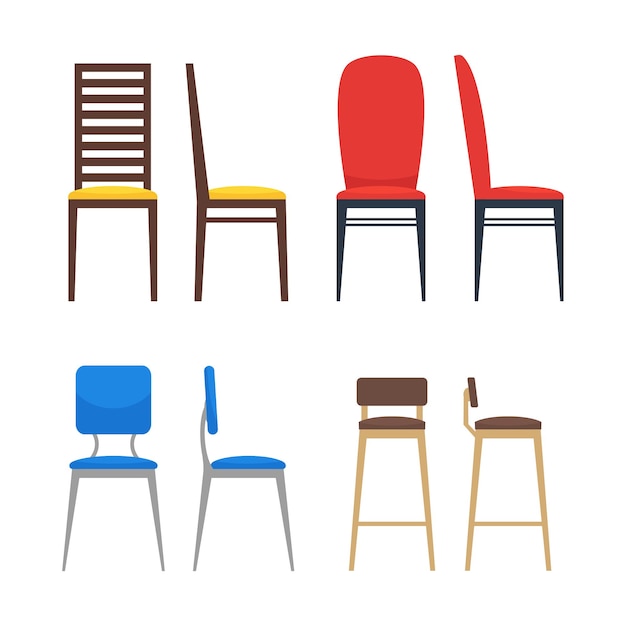 Chairs icon set Seating furniture