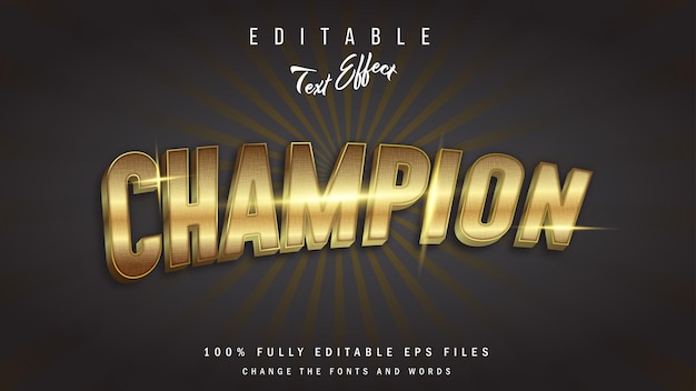 Vector champion golden text effect