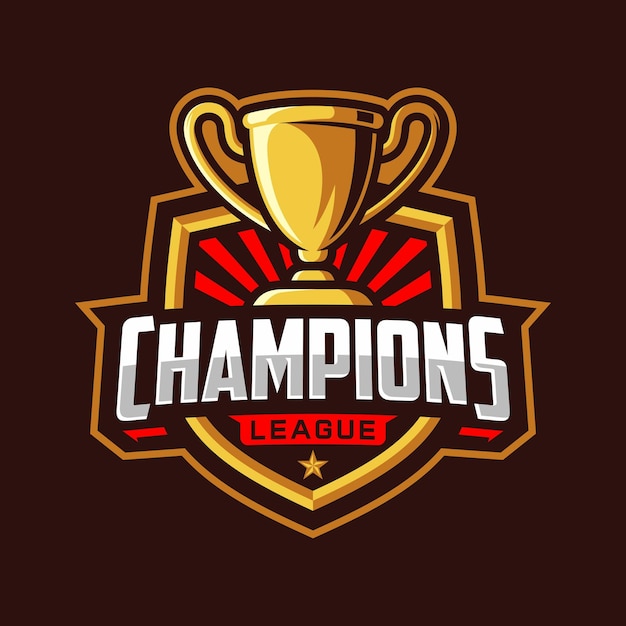 Vector champion sports league logo emblem badge graphic with trophy