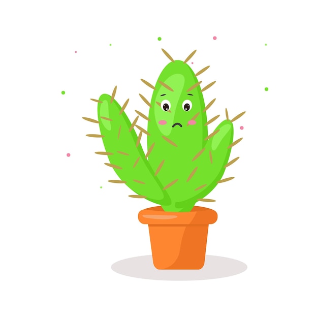 Character cactus in a pot kawaii emotions