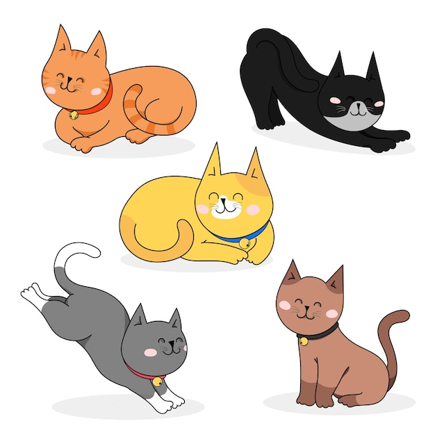 Character of Cat collection on white backgroundDrawing vector illustrationxDxA