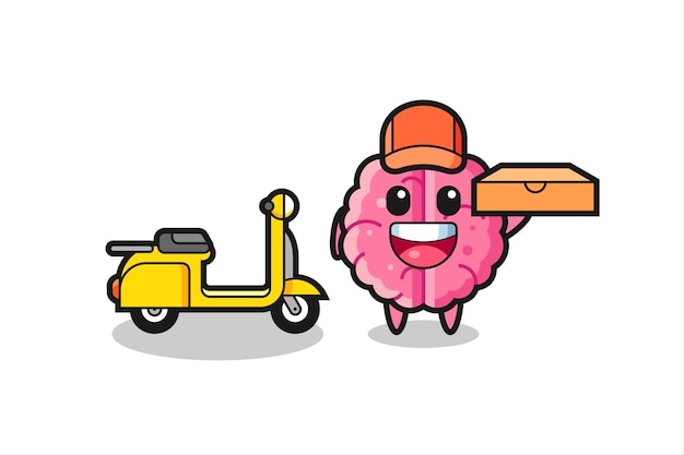 Character Illustration of brain as a pizza deliveryman , cute style design for t shirt, sticker, logo element