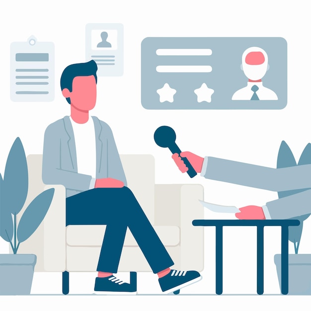 Vector characters of people being interviewed with a simple and minimalist flat design style