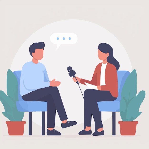 Vector characters of people being interviewed with a simple and minimalist flat design style