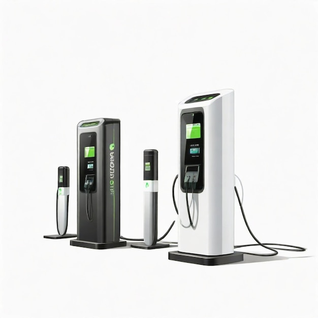 Vector charging station vector set white background isolated