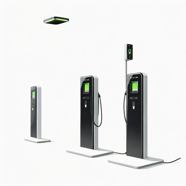 Vector charging station vector set white background isolated