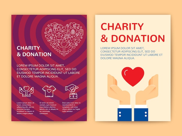 Vector charity and donation banner template set