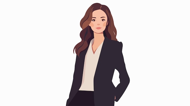 Vector charming young businesswoman in dark suit isolated