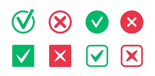 Vector check mark and cross icons