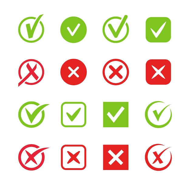 Vector check mark and cross icons