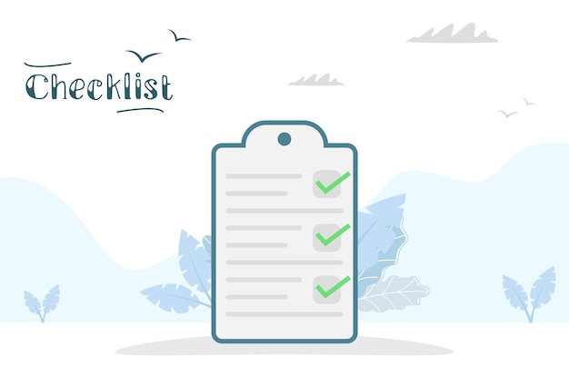 Checklist symbol in cartoon style Document or checklist Vector image in modern blue style