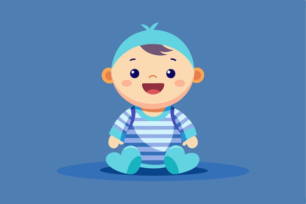 Vector a cheerful baby dressed in cozy pajamas sits contentedly radiating happiness and playfulness customizable illustration of a happy baby in a flat style