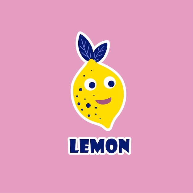 Cheerful cartoon lemon in bright colors