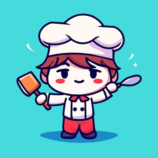 Vector cheerful child chef cartoon vector design